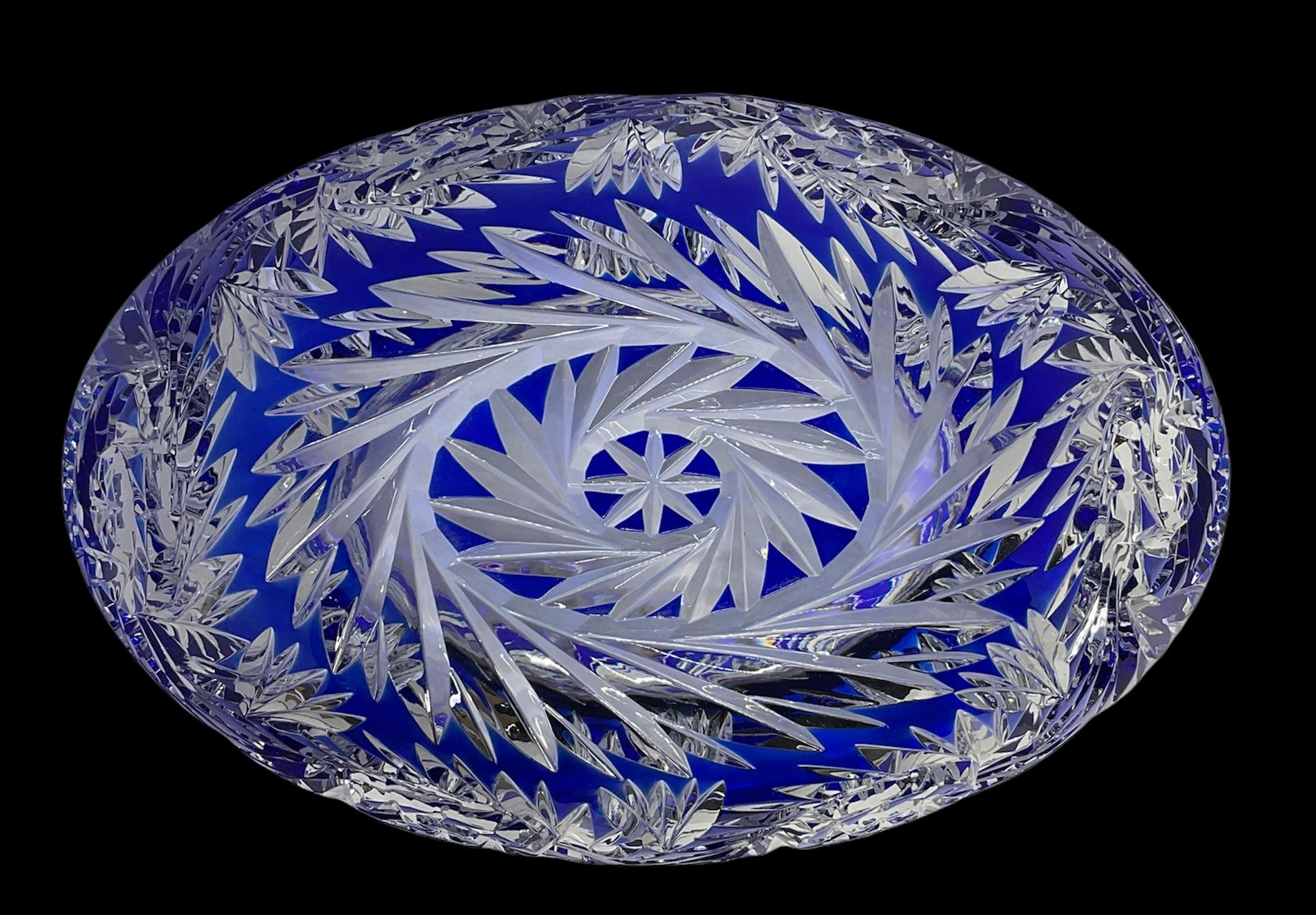 blue cut crystal bowl