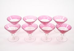 Val Saint Lambert Ruby Cut Crystal Cocktail Coupe Service For 8 People
