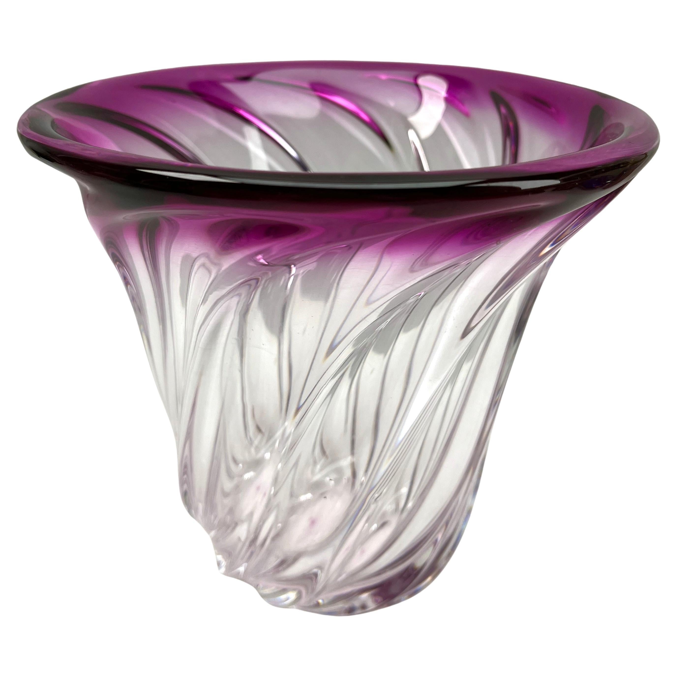 Hand-Crafted Val Saint Lambert, Sculpted Crystal Core Vase  , Belgium For Sale
