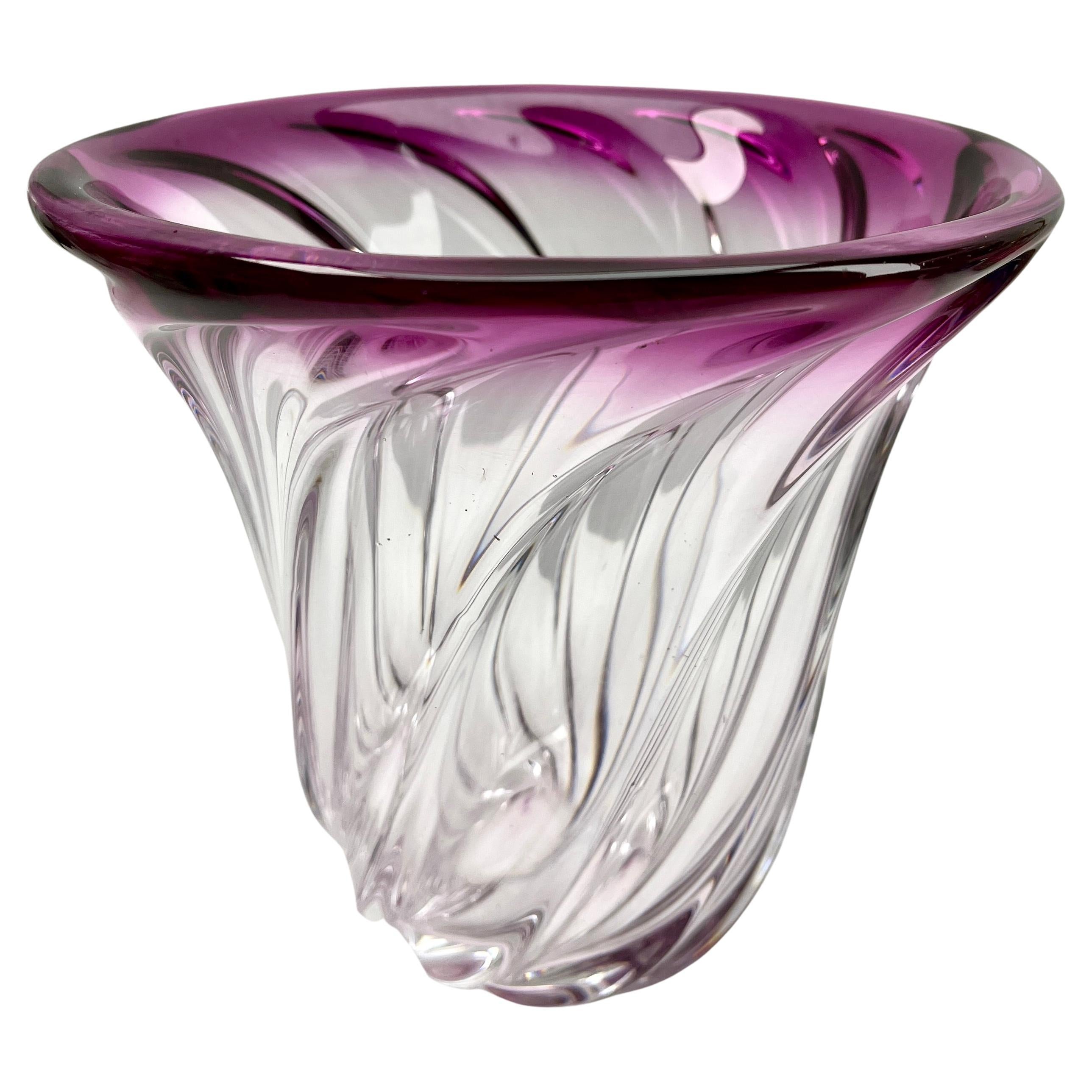 Val Saint Lambert, Sculpted Crystal Core Vase  , Belgium For Sale