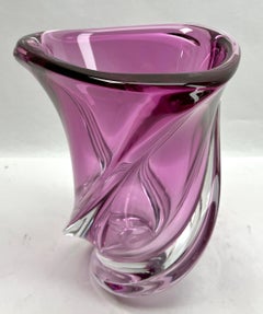 Val Saint Lambert,  Sculpted Heavy Crystal Vase , Belgium 1950s