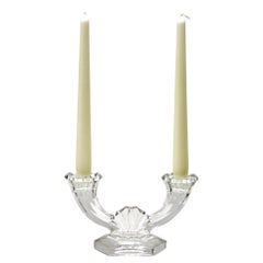 Val Saint Lambert Signed, Crystal 3 Candlesticks, 1930s, Belgium