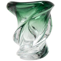 Val Saint Lambert Signed Crystal Vase, Belgium in Excellent Condition, 1950s