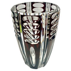 Val Saint Lambert Firmato? Vaso di cristallo tagliato trasparente Belgio anni '50