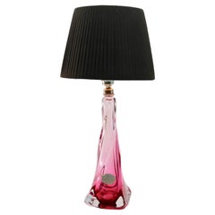 Val Saint Lambert Signed 'Twisted Light' Crystal Glass Table Lamp, 1950s