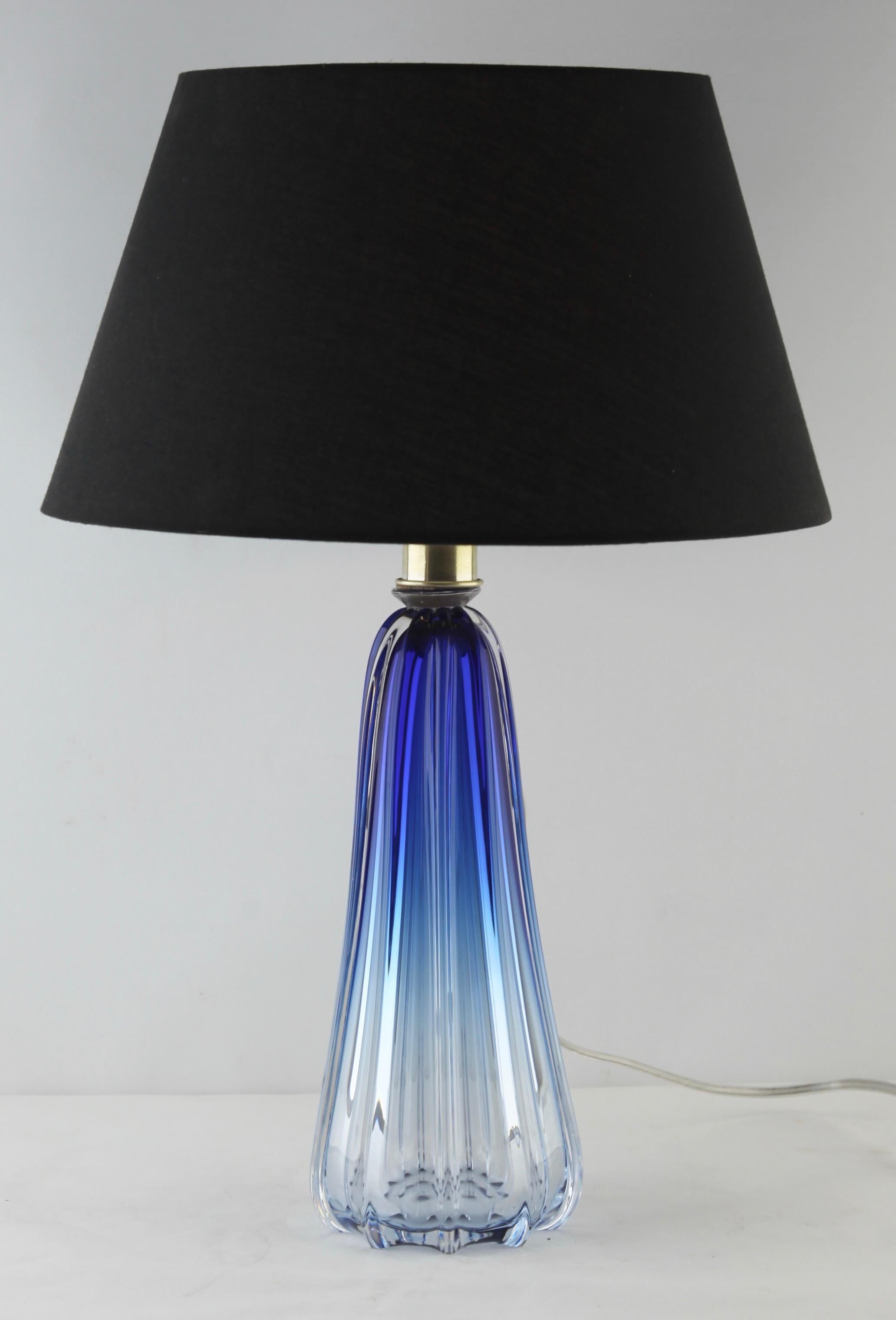 Hand-Crafted Val Saint Lambert Signed 'Twisted Light' Crystal Glass Table Lamp, 1953