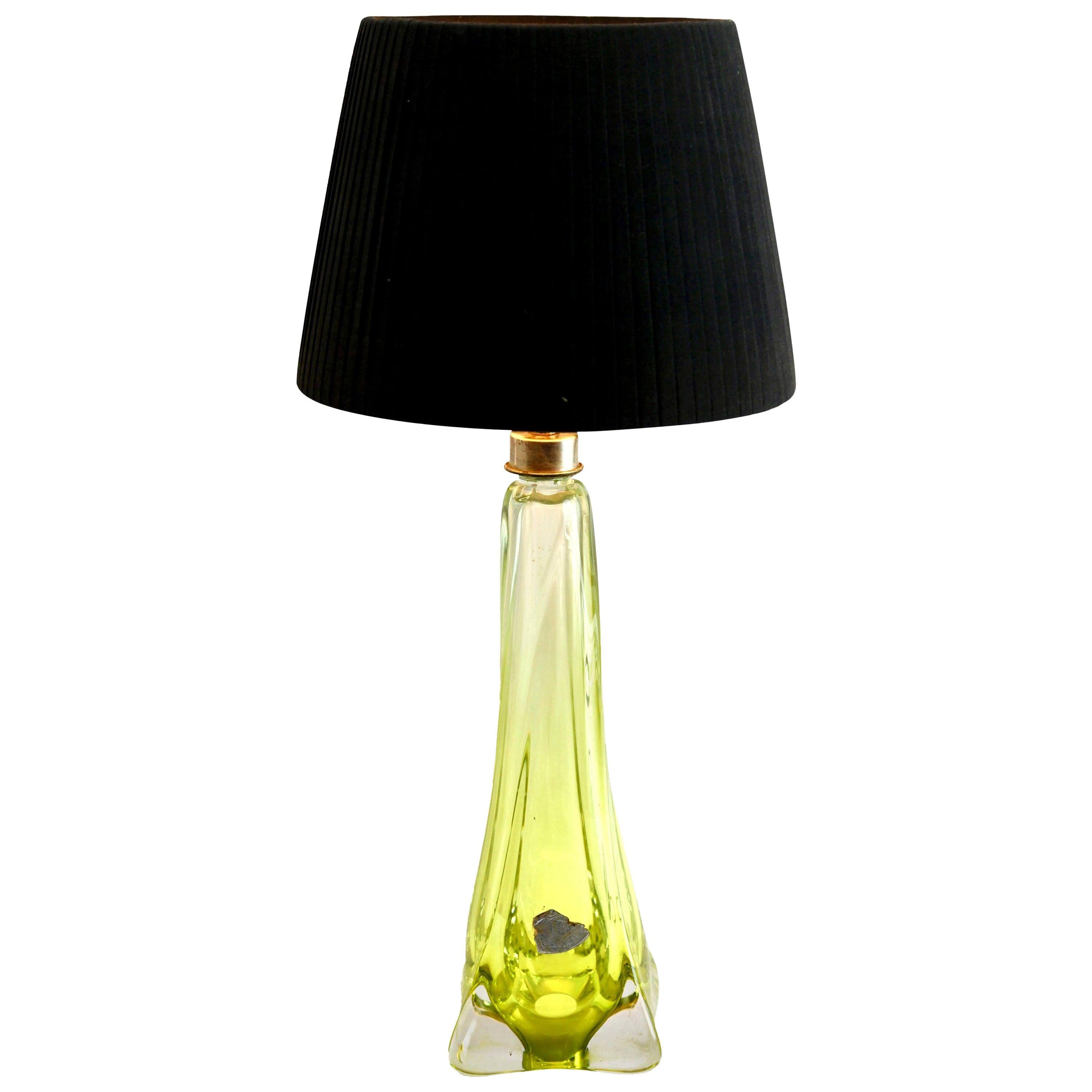 Val Saint Lambert signierte „Twisted Light“-Tischlampe aus Kristallglas, 1953er Jahre