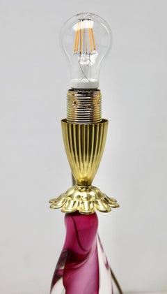 Val Saint Lambert Signed 'Twisted Light' Crystal Glass Table Lamp