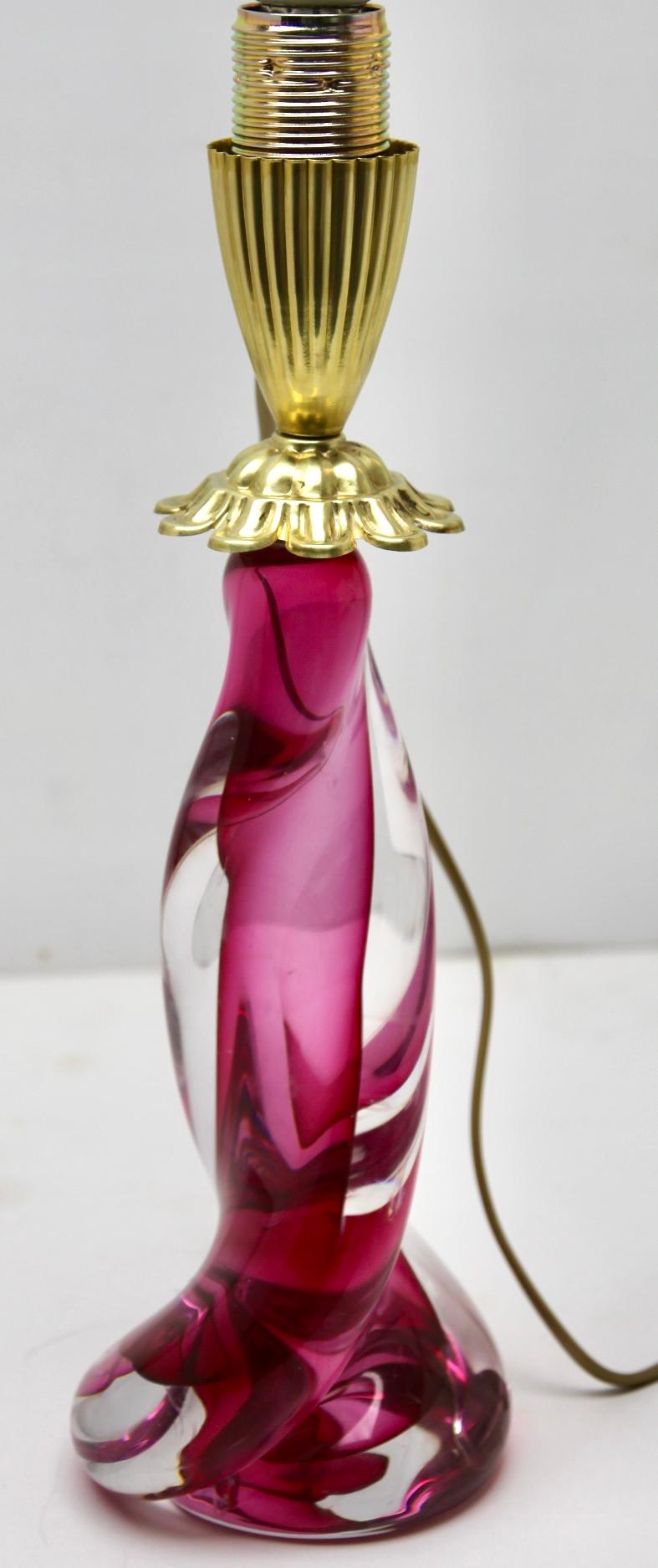 Fait main Lampe de bureau Val Saint Lambert en verre de cristal « Torsadé Light » signée en vente