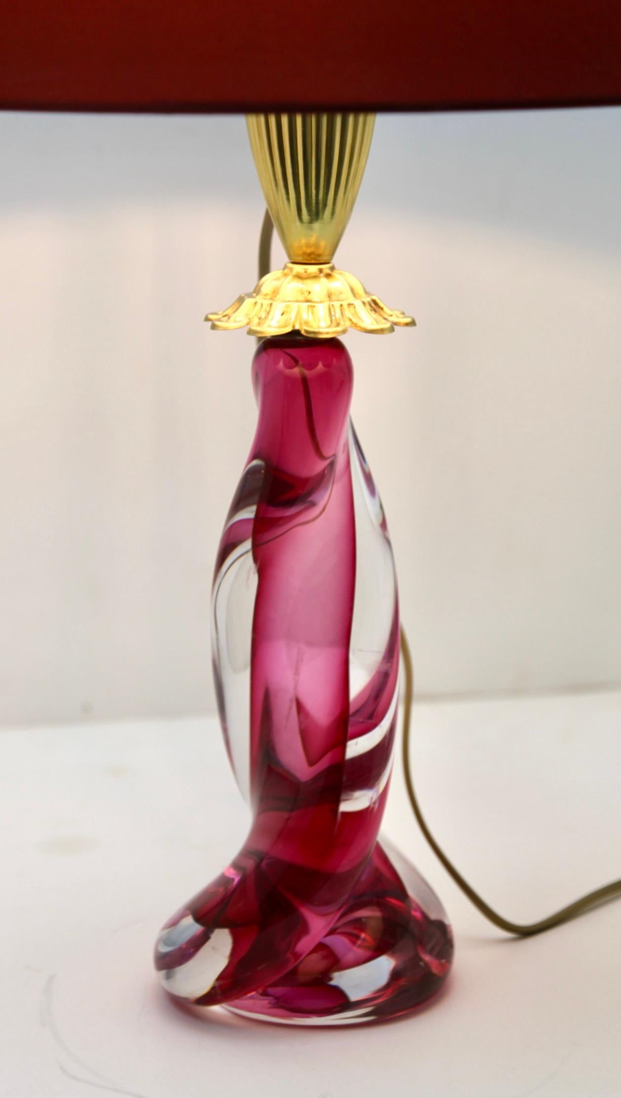 Cristal Lampe de bureau Val Saint Lambert en verre de cristal « Torsadé Light » signée en vente
