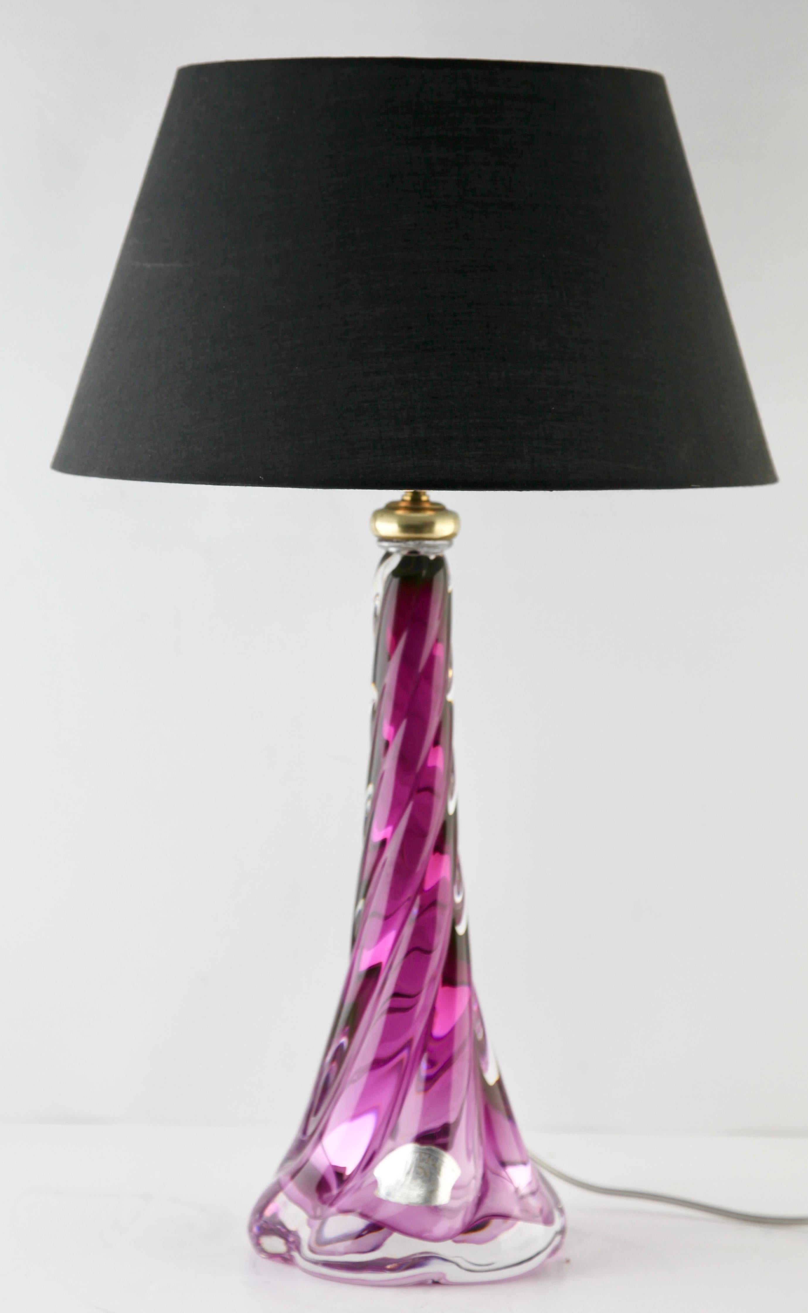 Val Saint Lambert Signed 'Twisted Light' Crystal Table Lamp, 1950s In Good Condition In Verviers, BE
