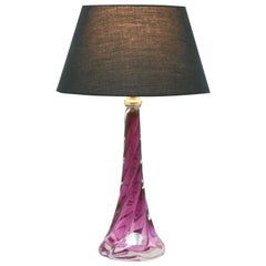 Val Saint Lambert Signed 'Twisted Light' Crystal Table Lamp, 1950s