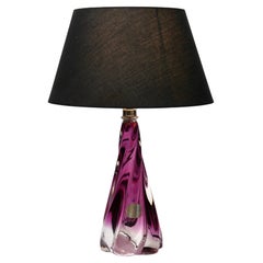 Val Saint Lambert Signed 'Twisted Light' Crystal Table Lamp, 1950s