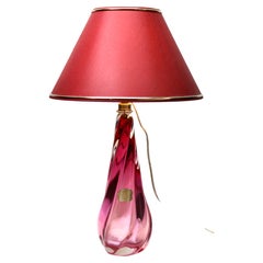 Val Saint Lambert Signed 'Twisted Light' Crystal Table Lamp, 1950s