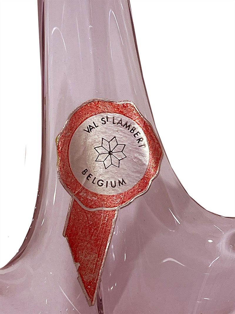 XX secolo Ciotola di cristallo rosa piccola Val Saint Lambert in vendita