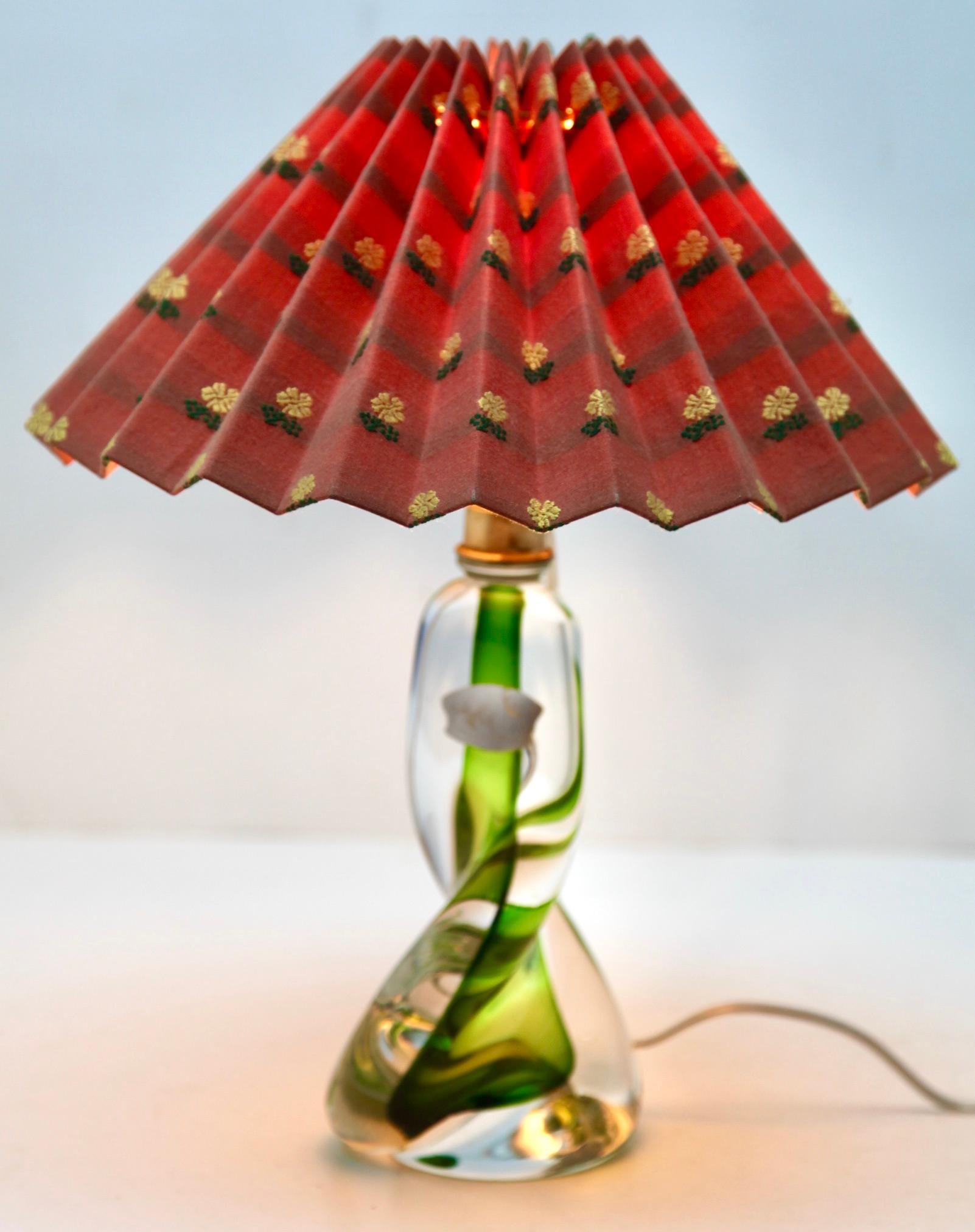 Val Saint Lambert Sommerso Technique Twisted Light Crystal Table Lamp Signed In Good Condition In Verviers, BE
