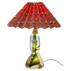 Val Saint Lambert Sommerso Technique Twisted Light Crystal Table Lamp Signed