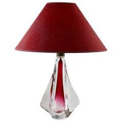 Val Saint Lambert, Table Lamp a Thick Sommerso 'Clear Crystal Casing'