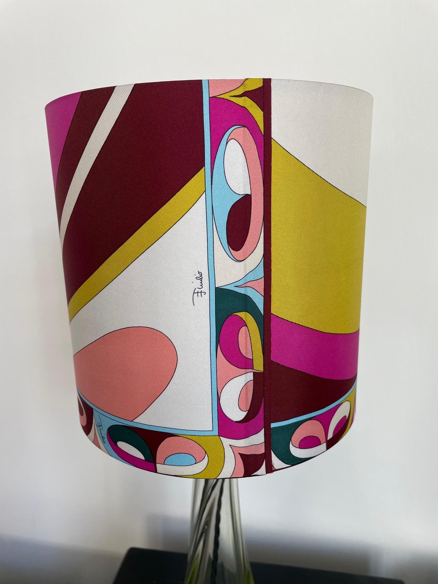 French Val Saint Lambert Table Lamp Color Ginger with Pucci Lamp Shade