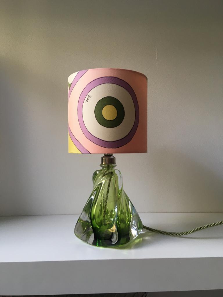 Val Saint Lambert Table Lamp Colour Dark Green with Pucci Lampshade 4