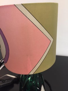 Val Saint Lambert Table Lamp Colour Dark Green with Pucci Lampshade