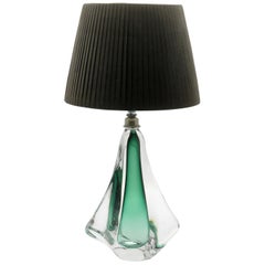 Val Saint Lambert, Table Lamp in Emerald Green 'Signed'