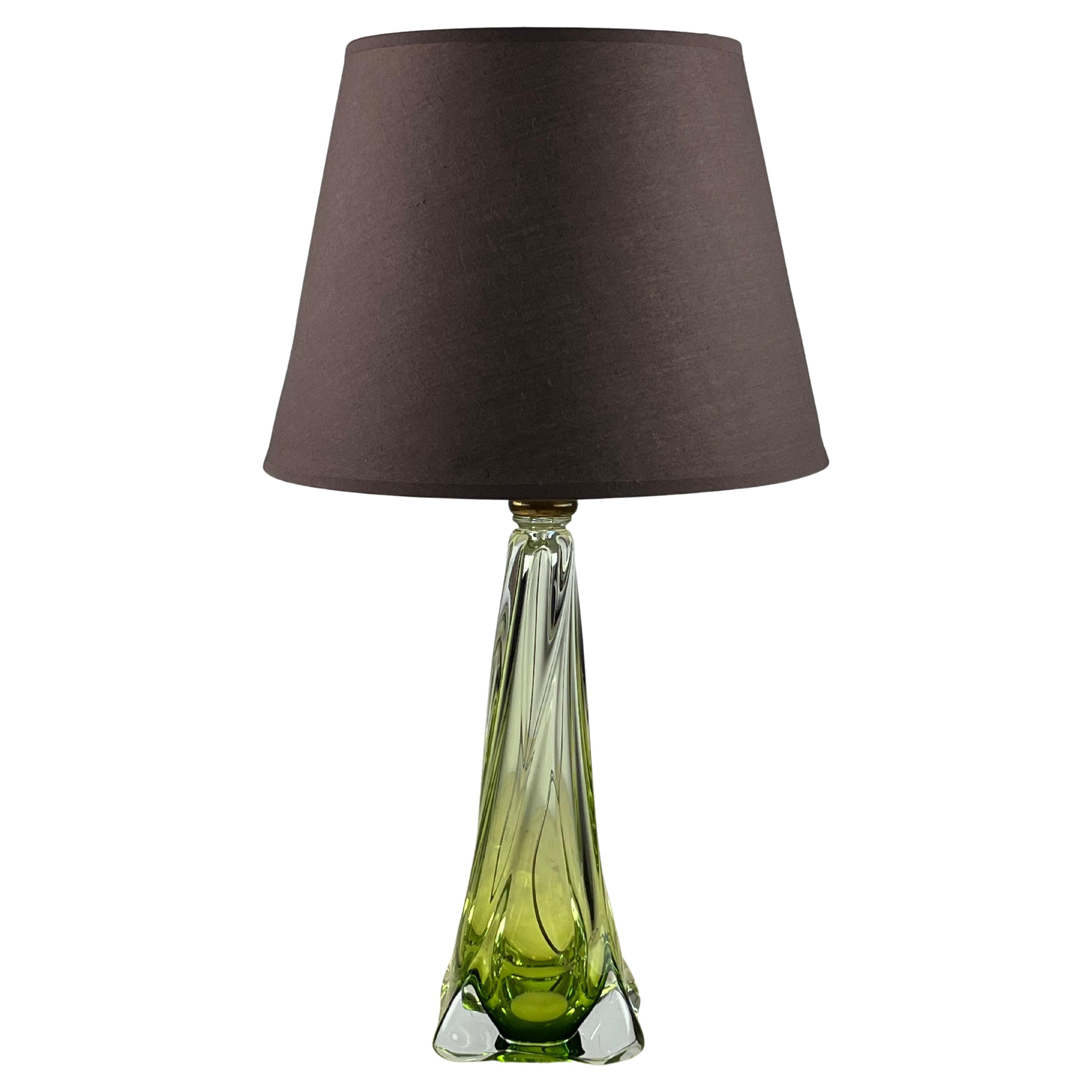 Val Saint Lambert Table Lamp, Lead Crystal, Belgium, 1950s For Sale