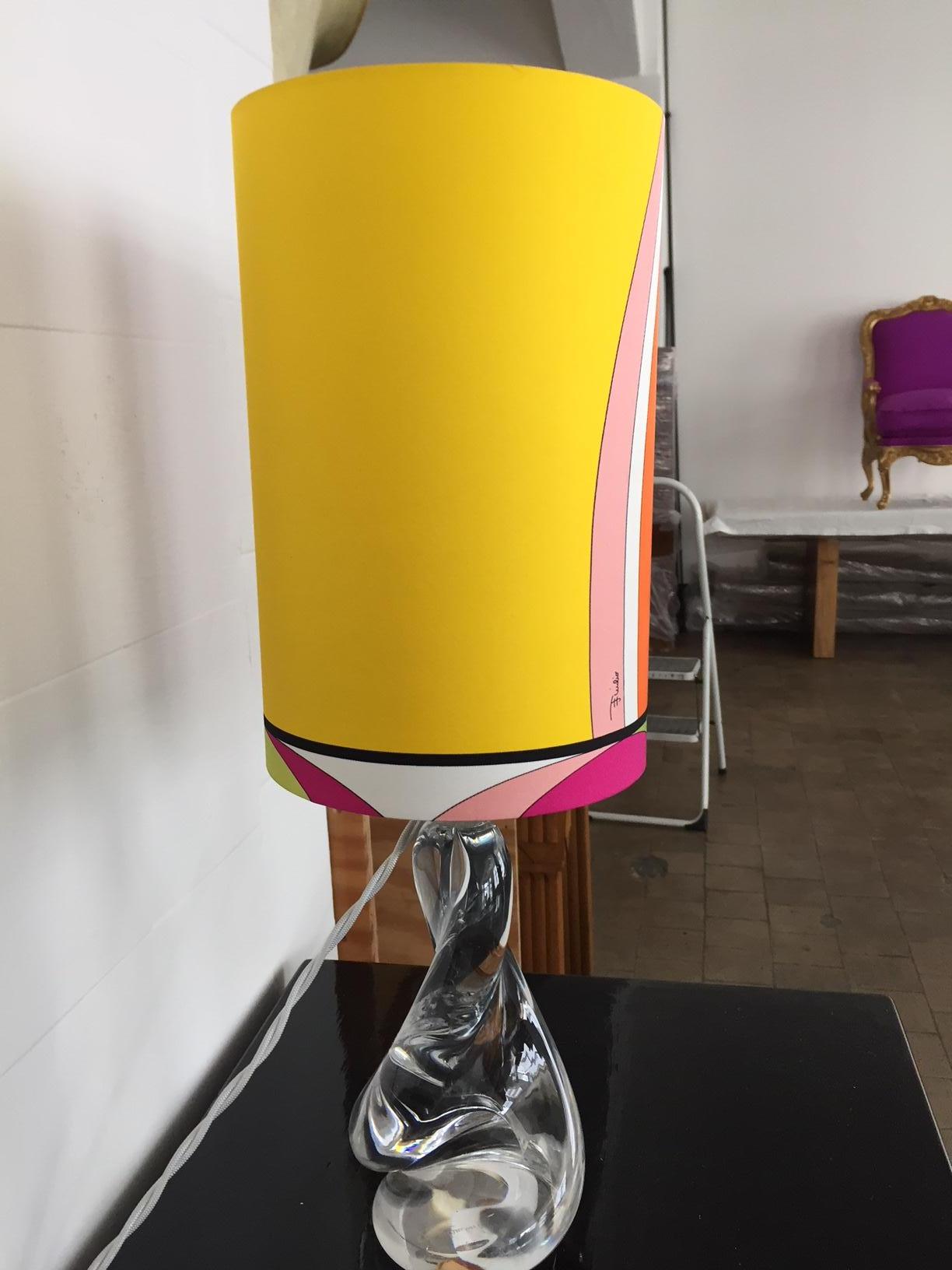 Style international Lampe de bureau Val Saint-Lambert avec abat-jour Pucci en vente