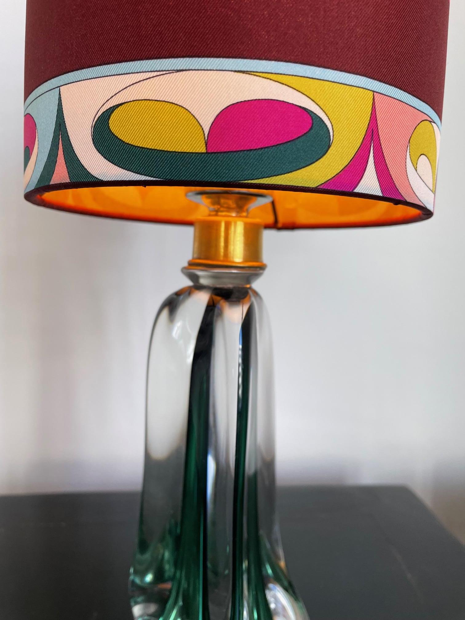International Style Val Saint Lambert Table Lamp with Pucci Lamp Shade For Sale