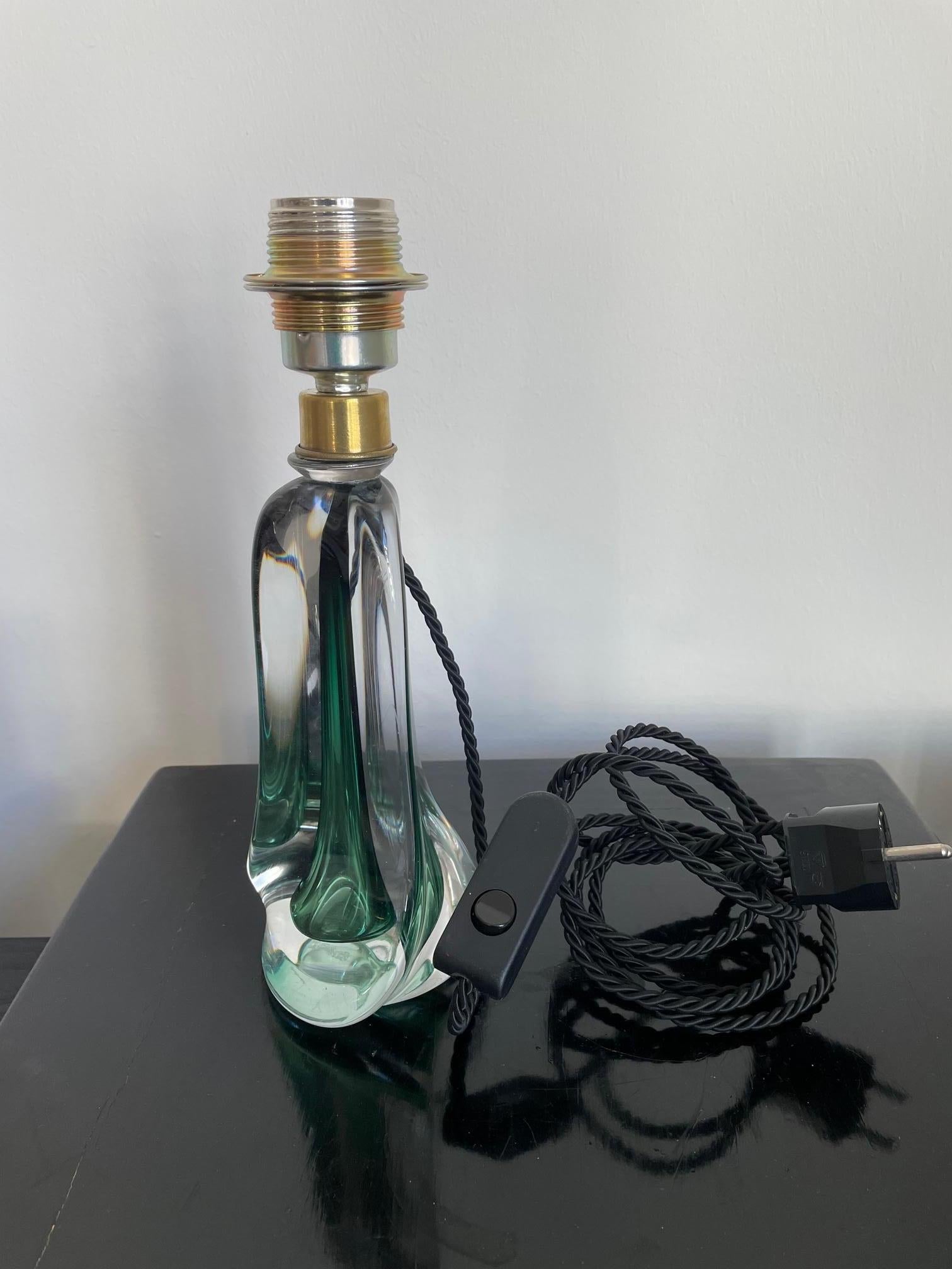 Mid-20th Century Val Saint Lambert Table Lamp with Pucci Lamp Shade For Sale