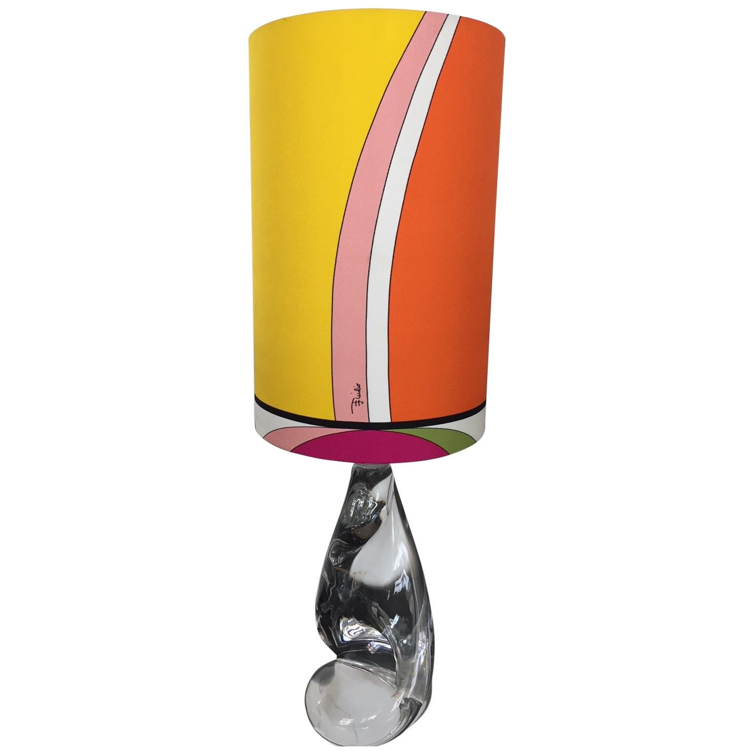 Val Saint-Lambert Table Lamp with Pucci Lamp Shade