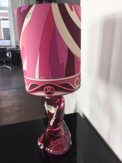 Val Saint Lambert Table Lamp with Pucci Lampshade Colour Pink