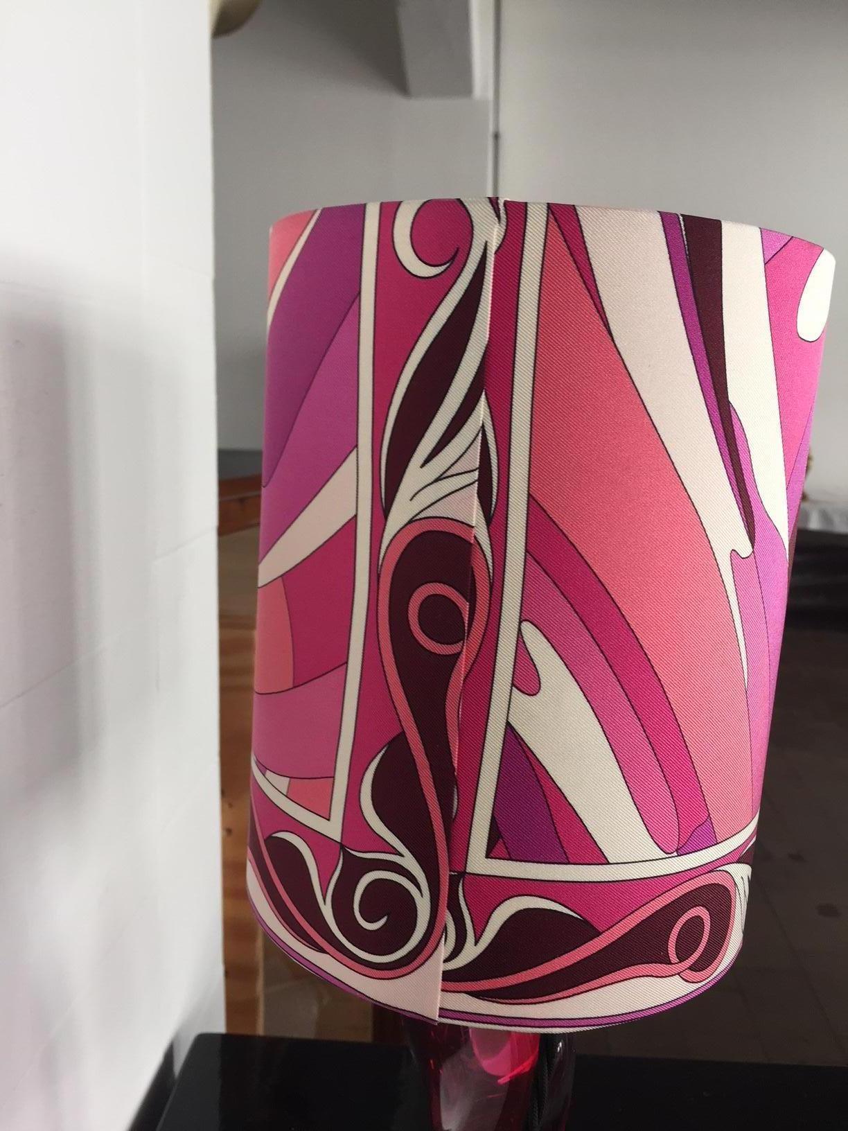 French Val Saint Lambert Table Lamp with Pucci Lampshade Colour Pink
