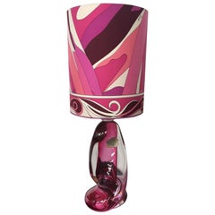 Val Saint Lambert Table Lamp with Pucci Lampshade Colour Pink