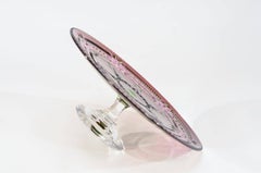 Val Saint Lambert 3 Color Overlay Cut to Clear Footed Centerpiece/Cake Plate