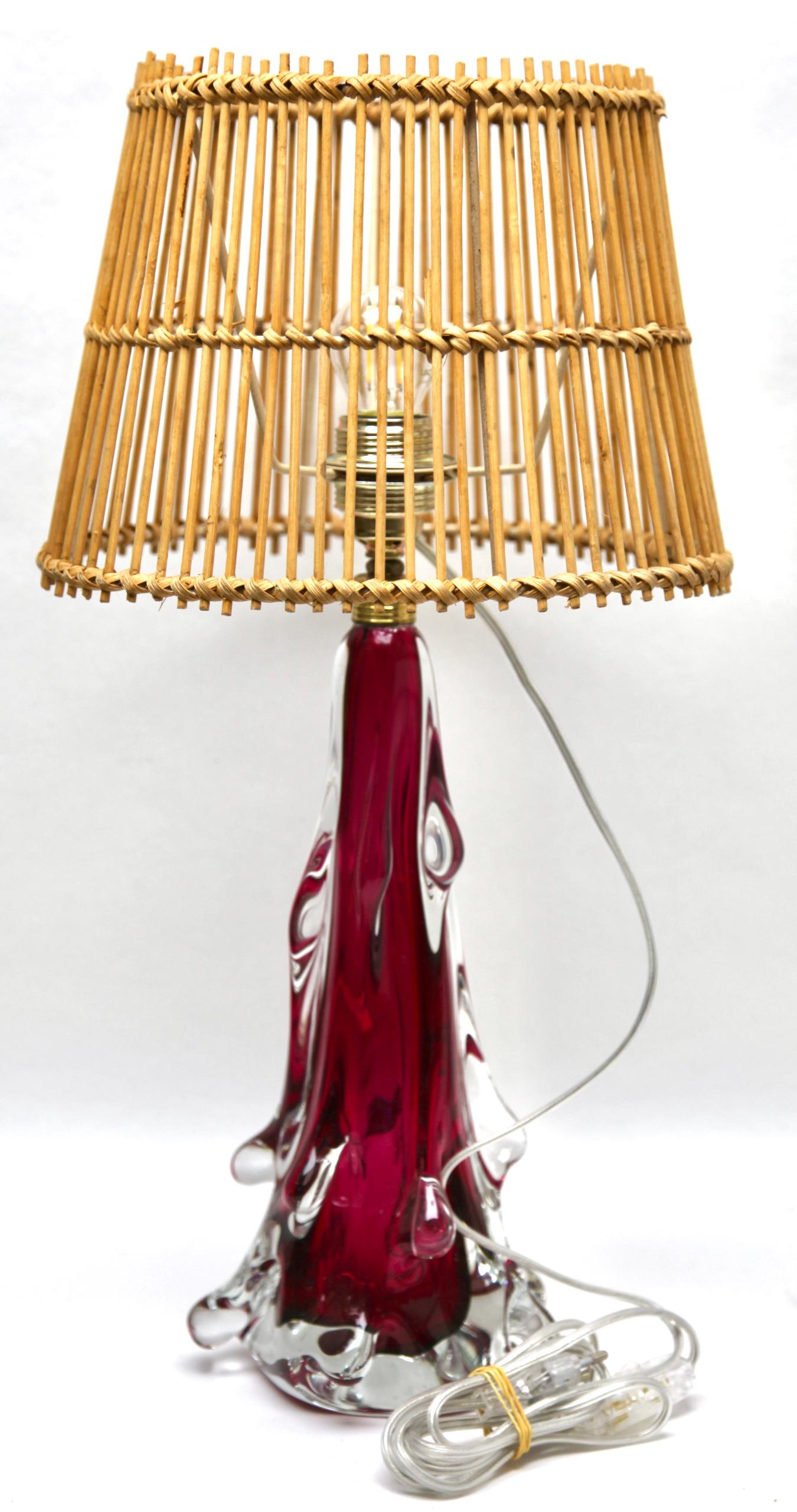 Belgian Val Saint Lambert  'Twisted Light' Crystal Glass Table Lamp, 1952