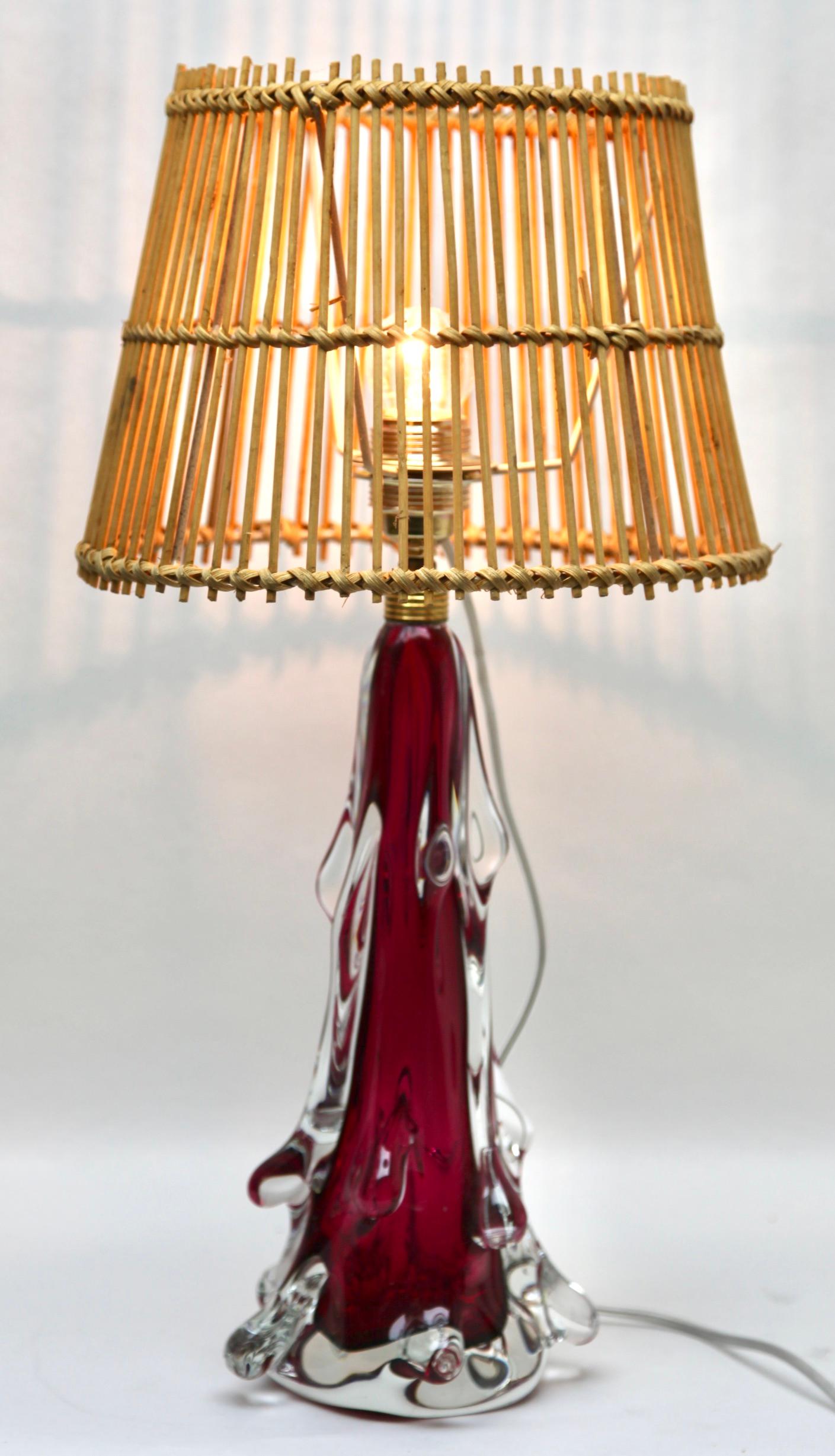 Hand-Crafted Val Saint Lambert  'Twisted Light' Crystal Glass Table Lamp, 1952