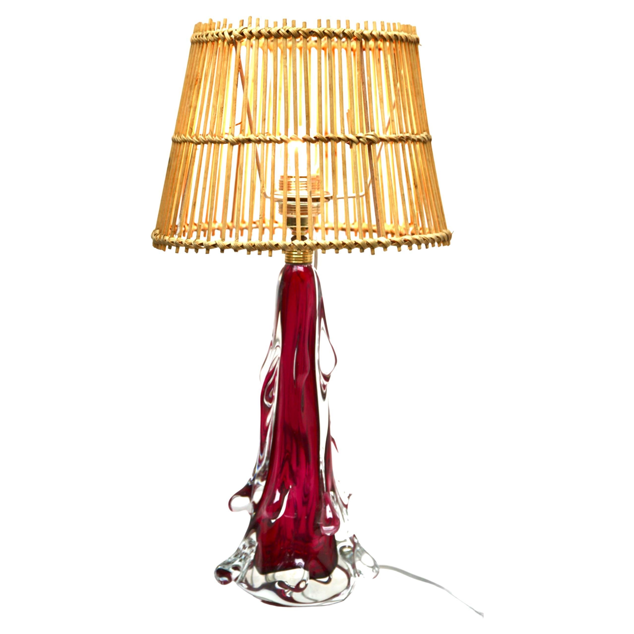 Val Saint Lambert  'Twisted Light' Crystal Glass Table Lamp, 1952
