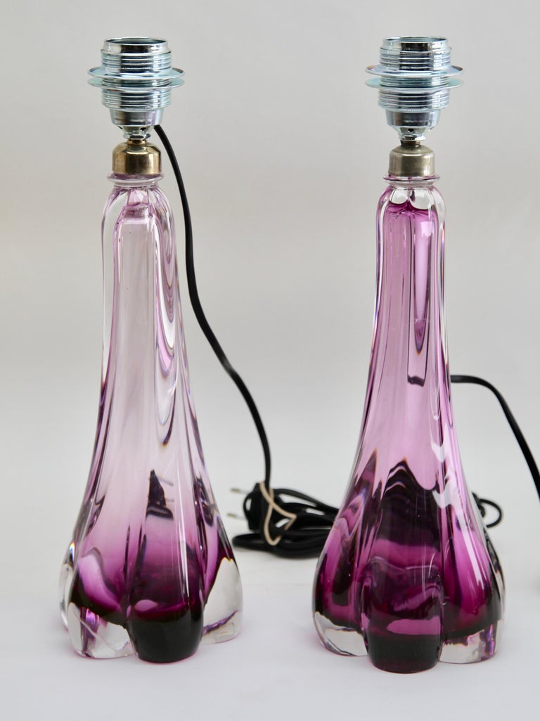 Val Saint Lambert 'Twisted Light' Crystal Glass Table Lamp in Emerald Green at 1stdibs