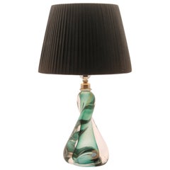 Val Saint Lambert 'Twisted Light' Crystal Glass Table Lamp in Emerald Green