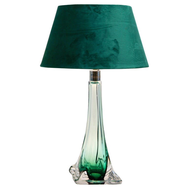 Val Saint Lambert Twisted Light, Emerald Green Table Lamp