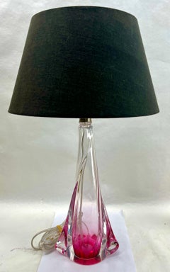 Val Saint Lambert  'Twisted Light' Crystal Table Lamp, Belgium 1950s