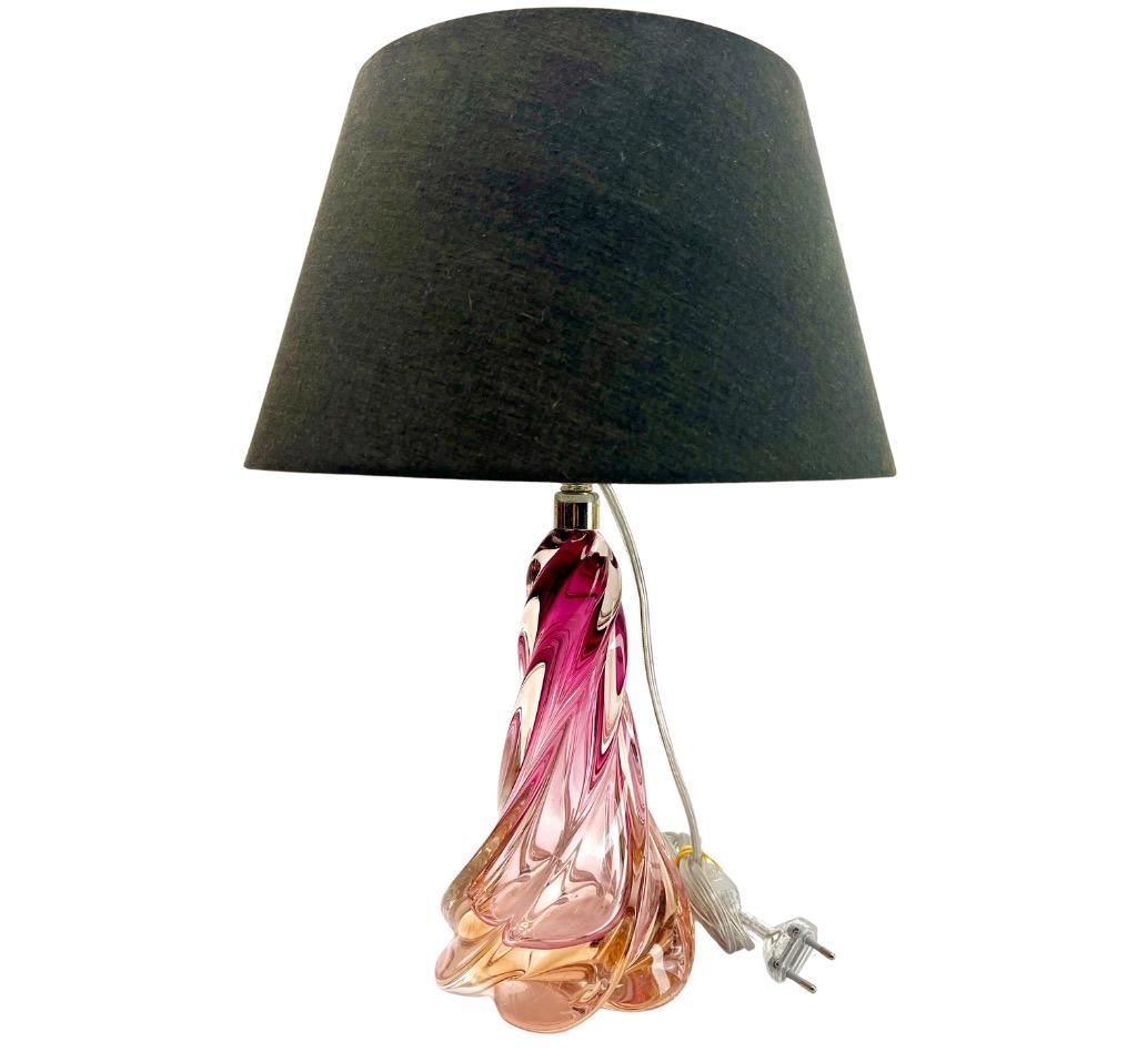 Belgian Val Saint Lambert  'Twisted Light' Crystal Table Lamp, Belgium 1950s For Sale