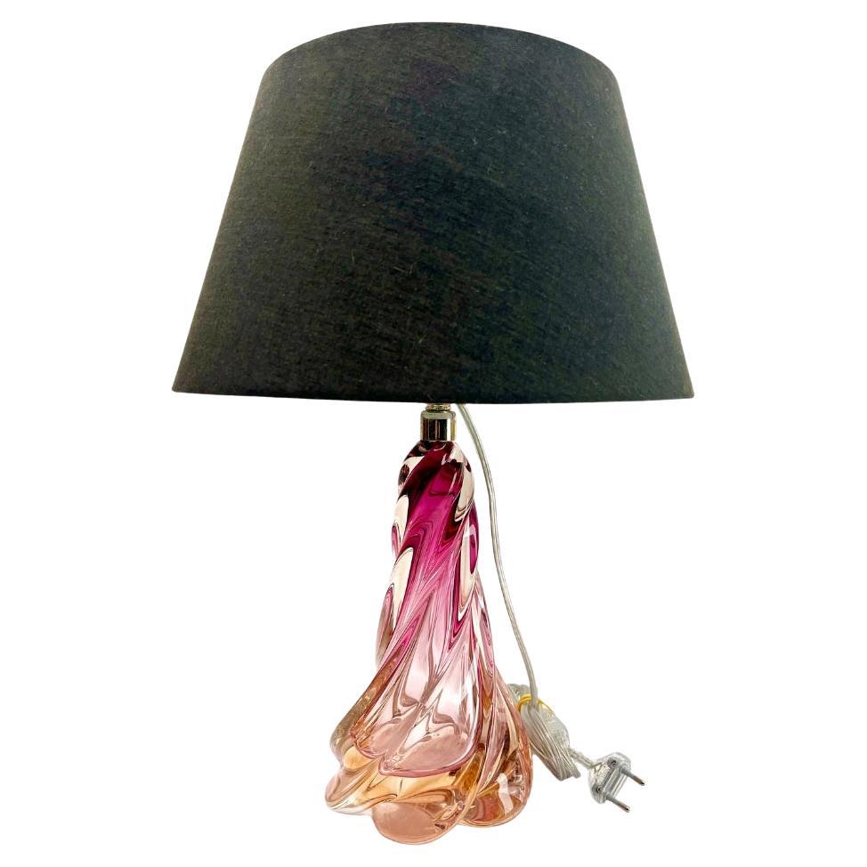 Val Saint Lambert  'Twisted Light' Crystal Table Lamp, Belgium 1950s