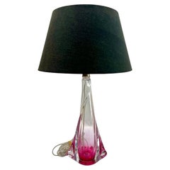 Retro Val Saint Lambert  'Twisted Light' Crystal Table Lamp, Belgium 1950s