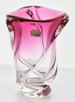 Val Saint Lambert with Label Crystal Vase, Belgium in Excellent Condition, 1950s