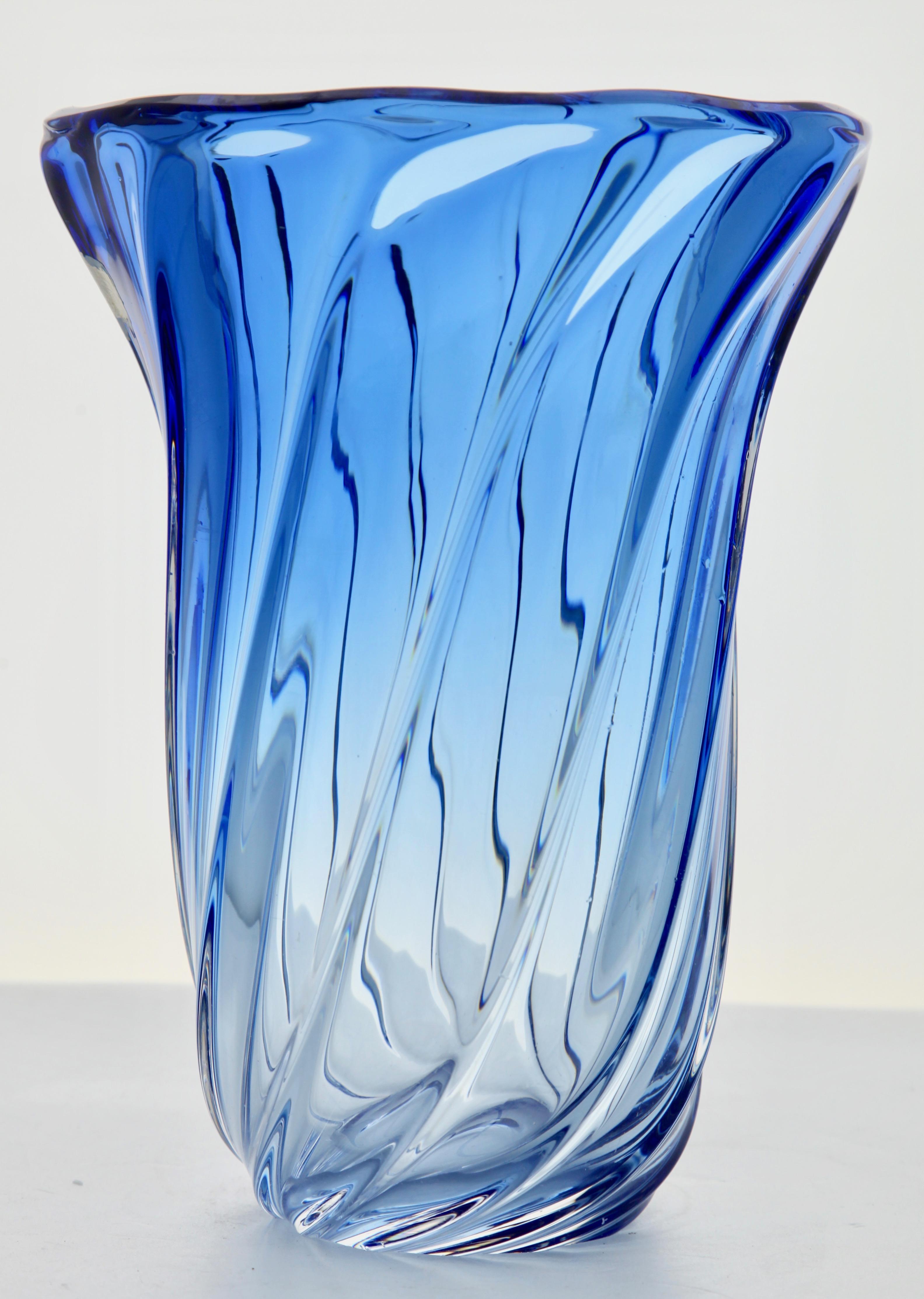 Mid-Century Modern Val Saint Lambert with Label Crystal Vase, Belgium in Excellent Condition, 1950s