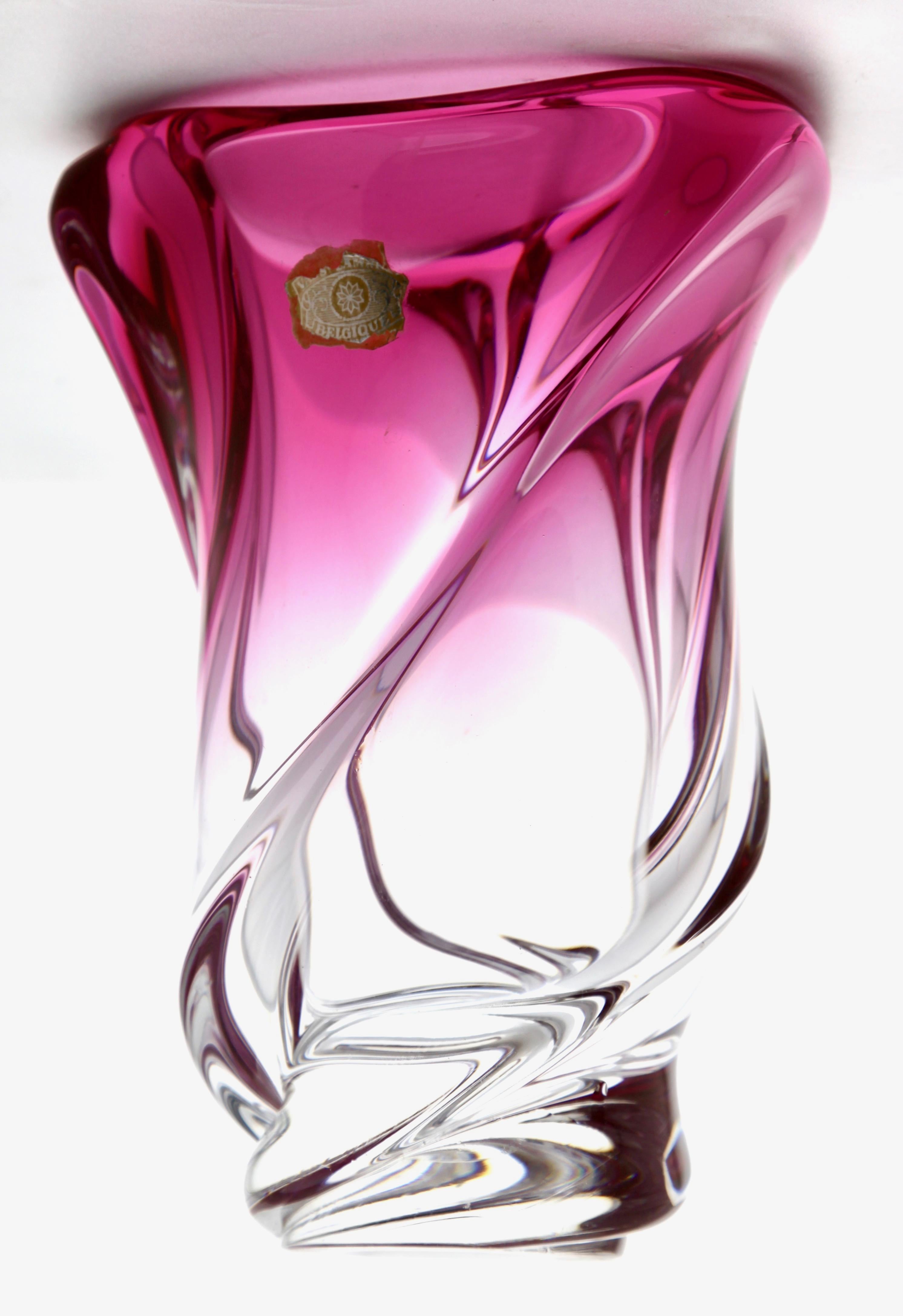 Cristal Vase en cristal du Val Saint Lambert avec étiquette, Belgique, en excellent état, années 1950 en vente