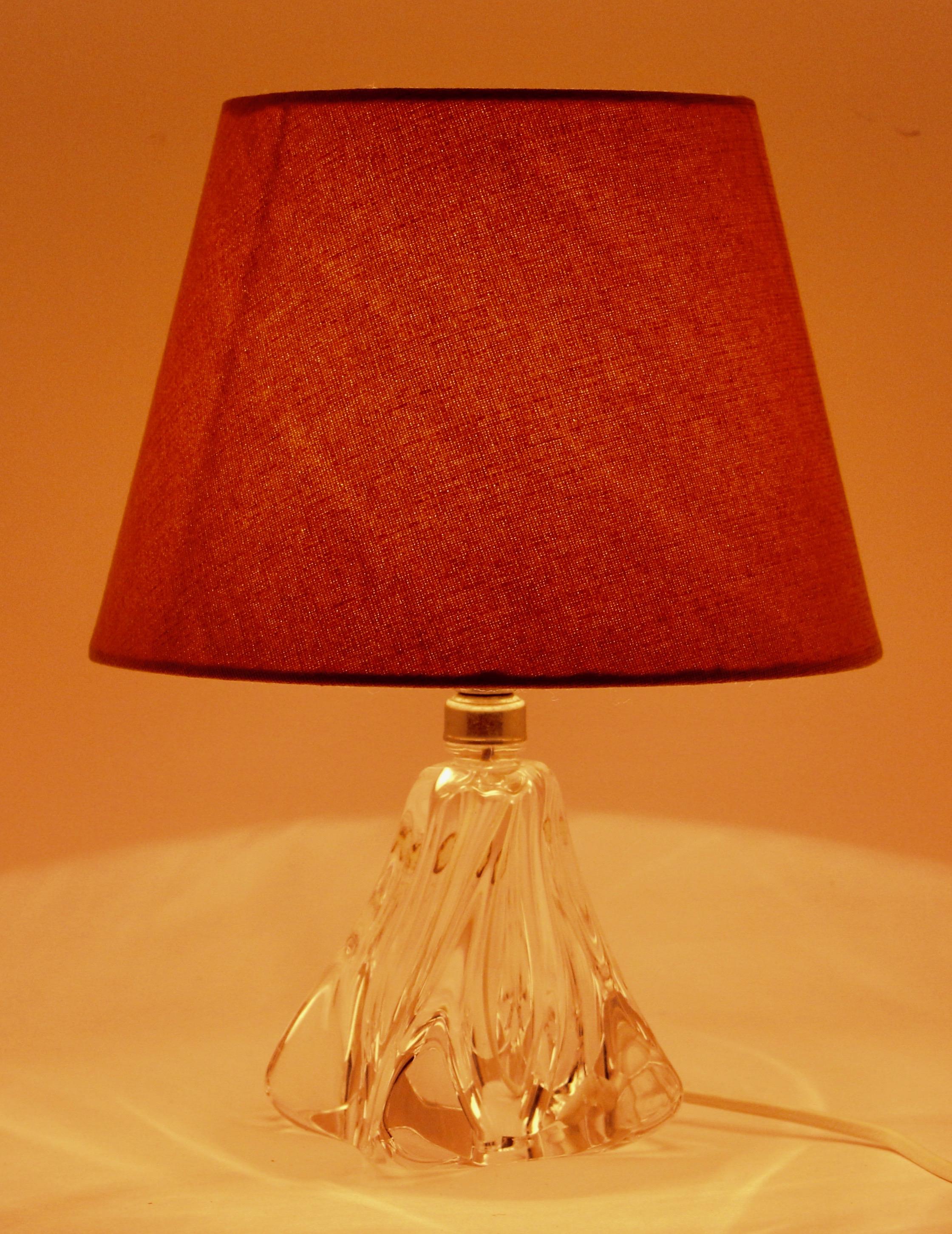 Mid-Century Modern Val Saint Lambert Crystal Table Lamp, with Label, Excellent Condition
