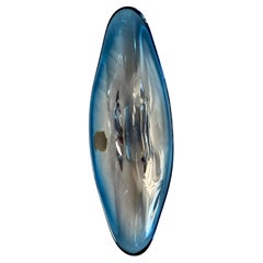 Val Saint Lambeth Glass Crystal Oval blue Centrepiece Dish Signed